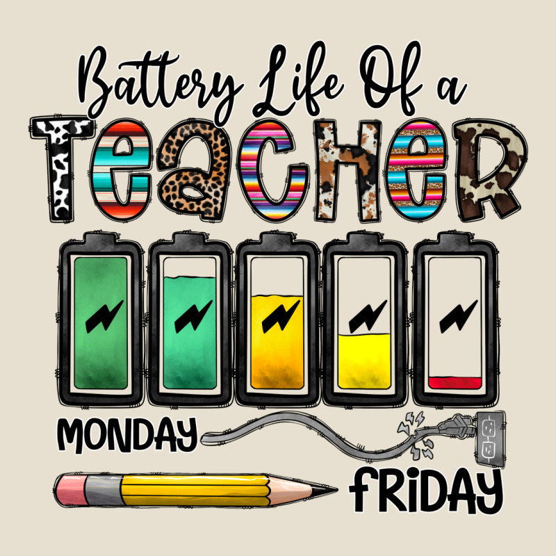 Battery Life Of A Teacher Monday Friday Urban Heavy Tee by CowhideDigitalArt | Teevron