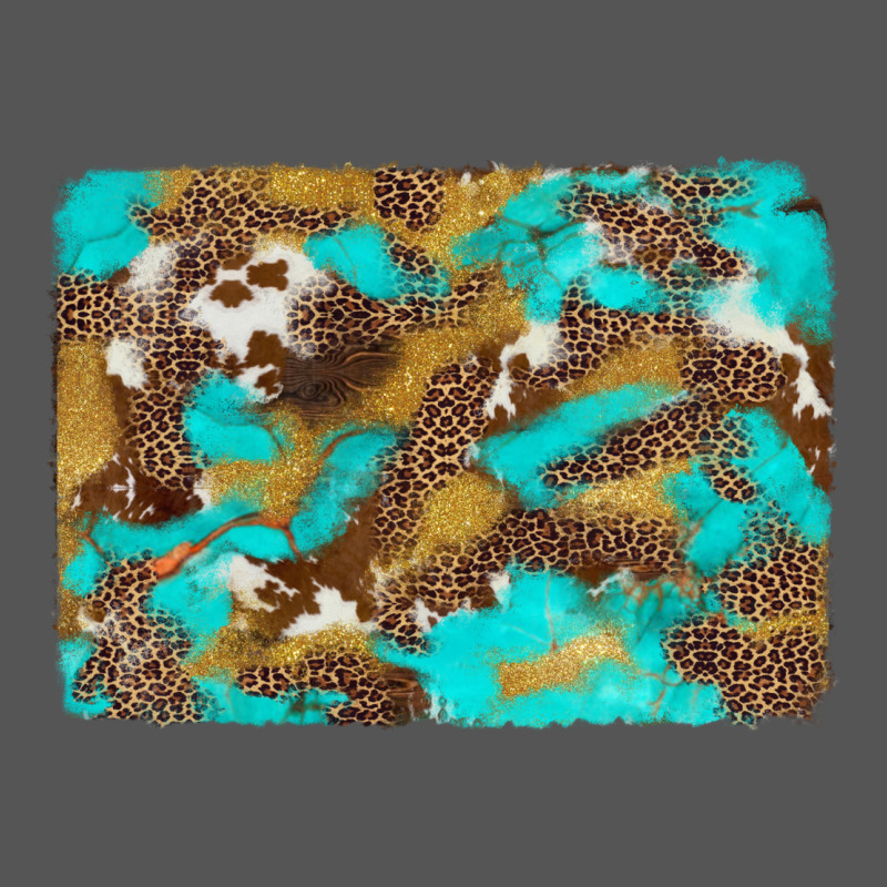 Western Turquoise Leopard And Cowhide Background Zipper Hoodie by Artiststas | Teevron