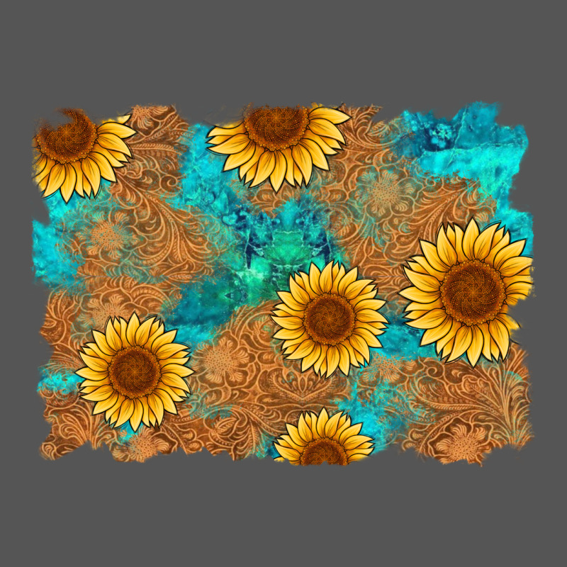 Sunflower Turquoise And  Leather Background Zipper Hoodie by Artiststas | Teevron