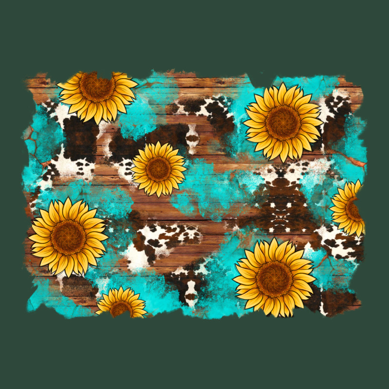 Sunflower And Cowhides With Wood And Turquoise Background Zipper Hoodie by Artiststas | Teevron