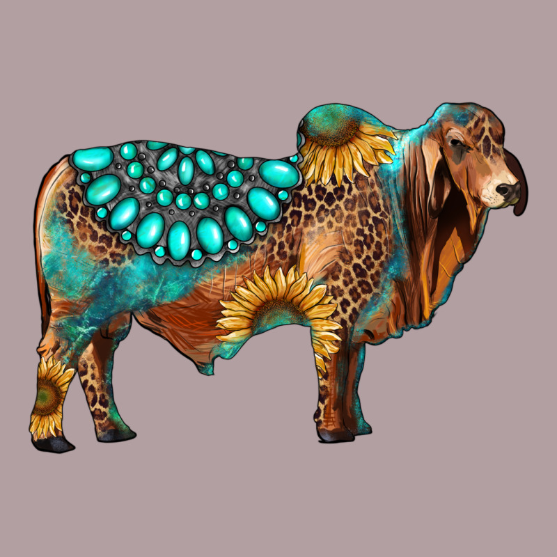 Brahman Bull Gemstone Turquoise And Sunflower Vintage Hoodie by RanaPortraitStore | Teevron