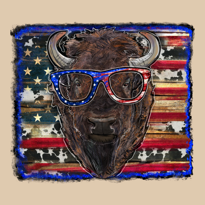 Bison With American Flag And Glasses Heavyweight Sweatshirt by RanaPortraitStore | Teevron