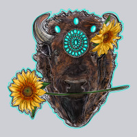 Bison Head With Sunflowers And Gemstone Heavyweight Sweatshirt | Teevron