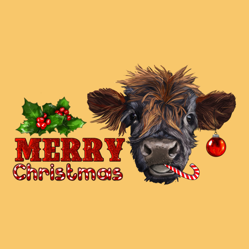 Merry Christmas Highland Calf With Candy Cane Vintage Hoodie by RanaPortraitStore | Teevron