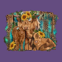 Highland Cow Family Cattle And Calf With Sunflower And Turquoise Backg Vintage Hoodie | Teevron