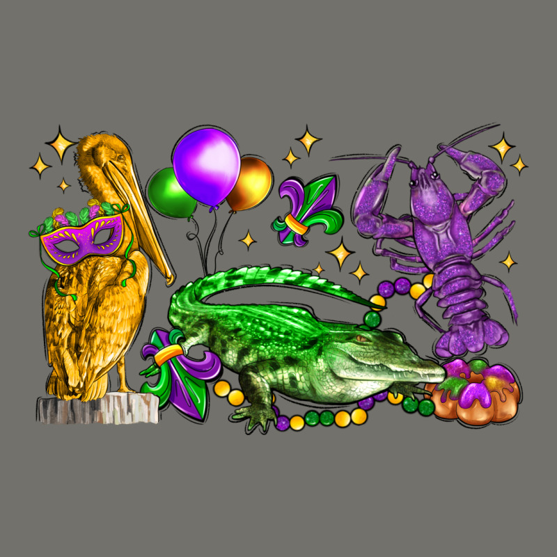 Mardi Gras Pelican Alligator And Crawfish Premium Hoodie by LillyAllenDesigns | Teevron
