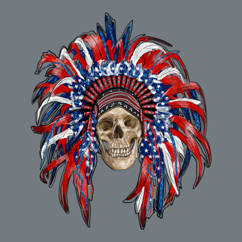 American Flag Indian Headdress With Skull Heavyweight Sweatshirt by RanaPortraitStore | Teevron