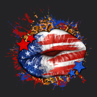 Leopard American Flag Lips Vintage Tee | Teevron