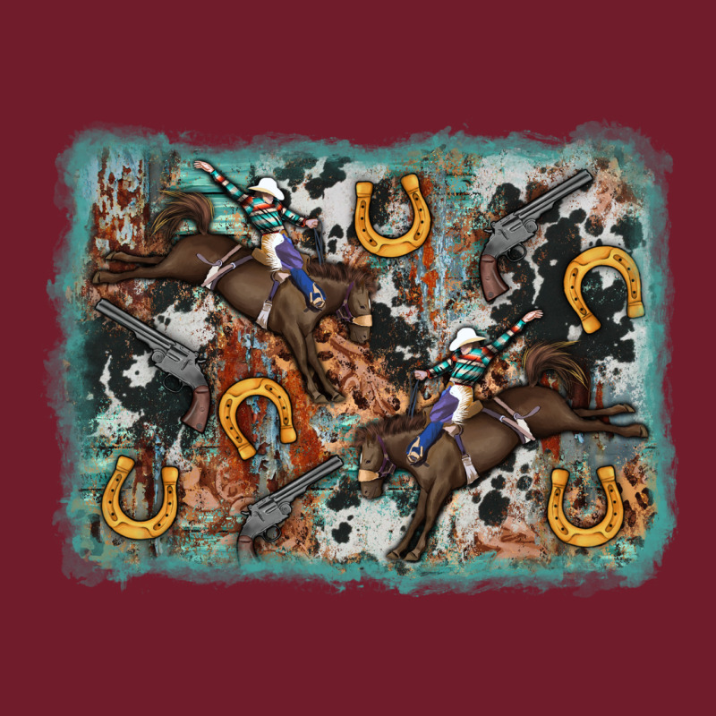 Bucking Bronco Rodeo Revolver Western Background Zipper Hoodie by AdoDesignShop | Teevron