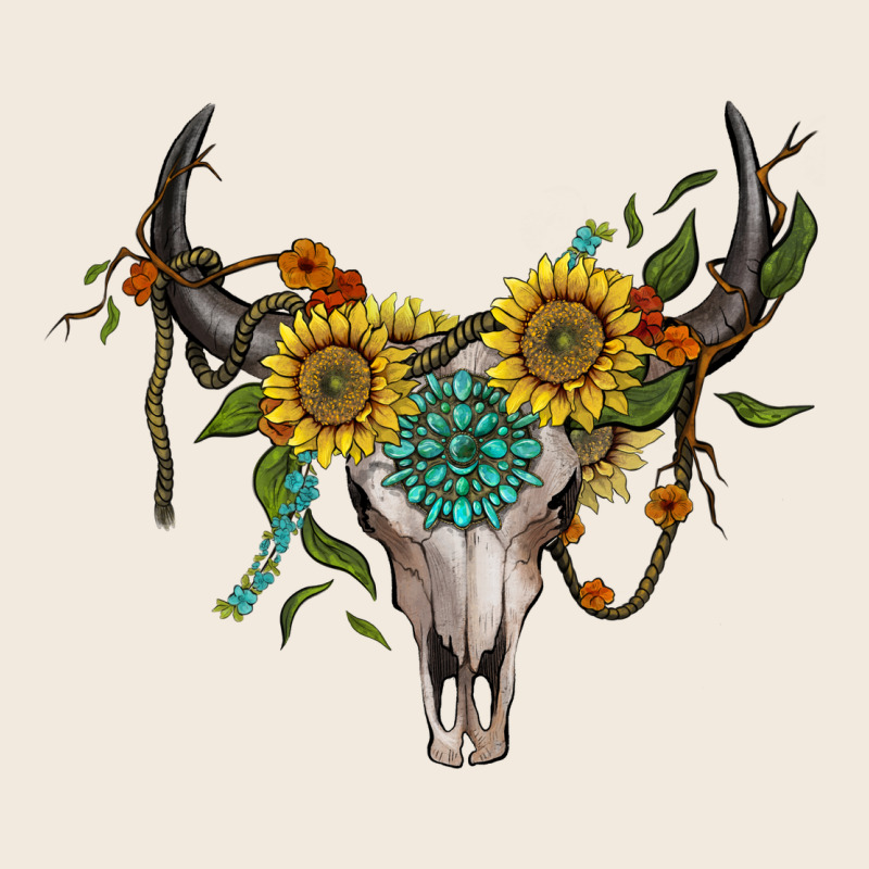 Boho Bullskull With Sunflower And Gemstone Zipper Hoodie by Artiststas | Teevron