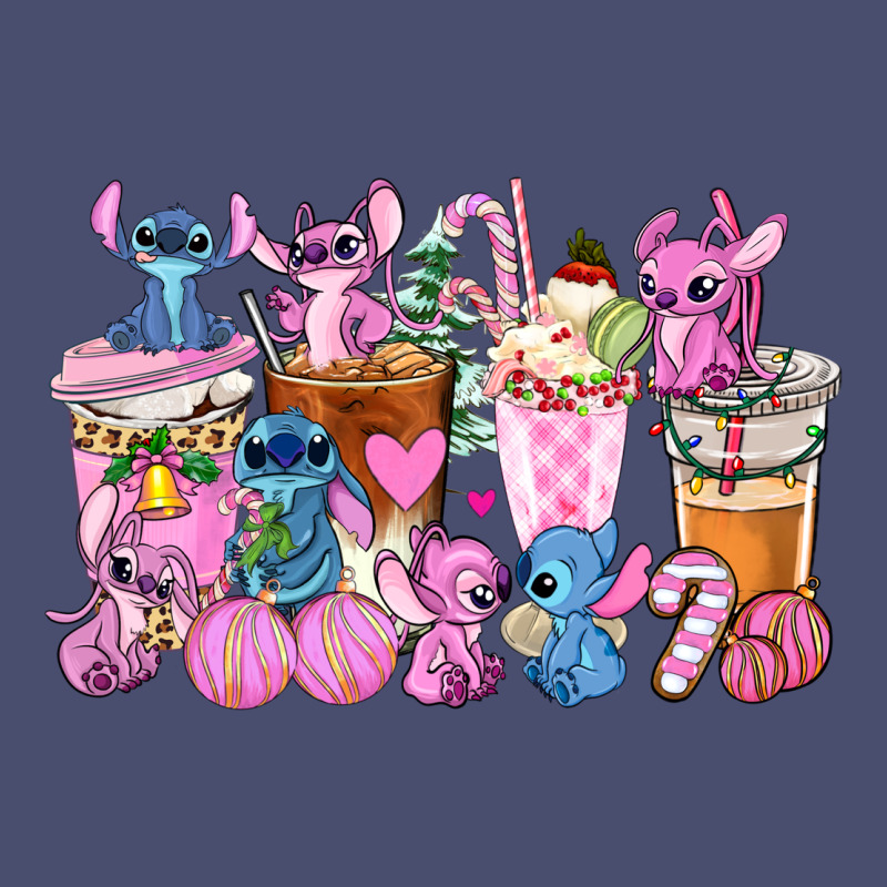 Stitch And Lilo Pink Christmas Coffee Cups Vintage Tee by AdoDesignShop | Teevron