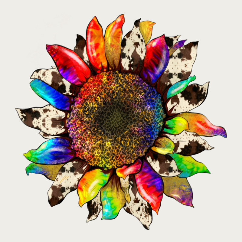 Tie Dye Sunflower With Cowhide Zipper Hoodie by Artiststas | Teevron