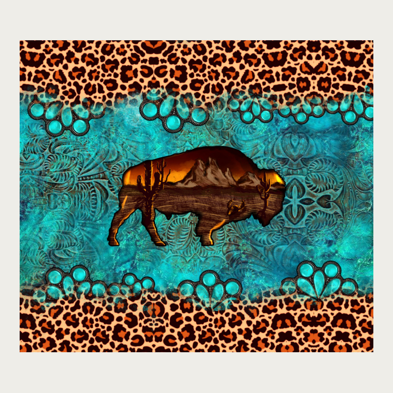 Bison Leopard Gemstone Zipper Hoodie by Artiststas | Teevron