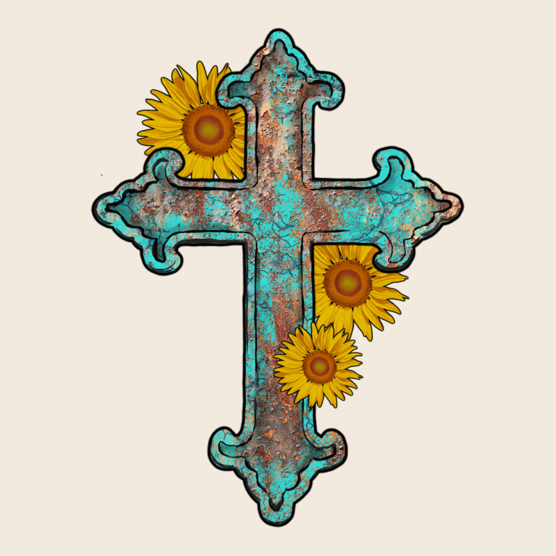Turquoise Sunflower Cross Zipper Hoodie by AdoDesignShop | Teevron