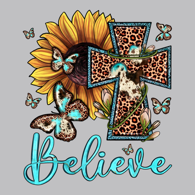 Believe Leopard Cross Sunflower Butterfly Long Sleeve Tee by JahusDesignShop | Teevron