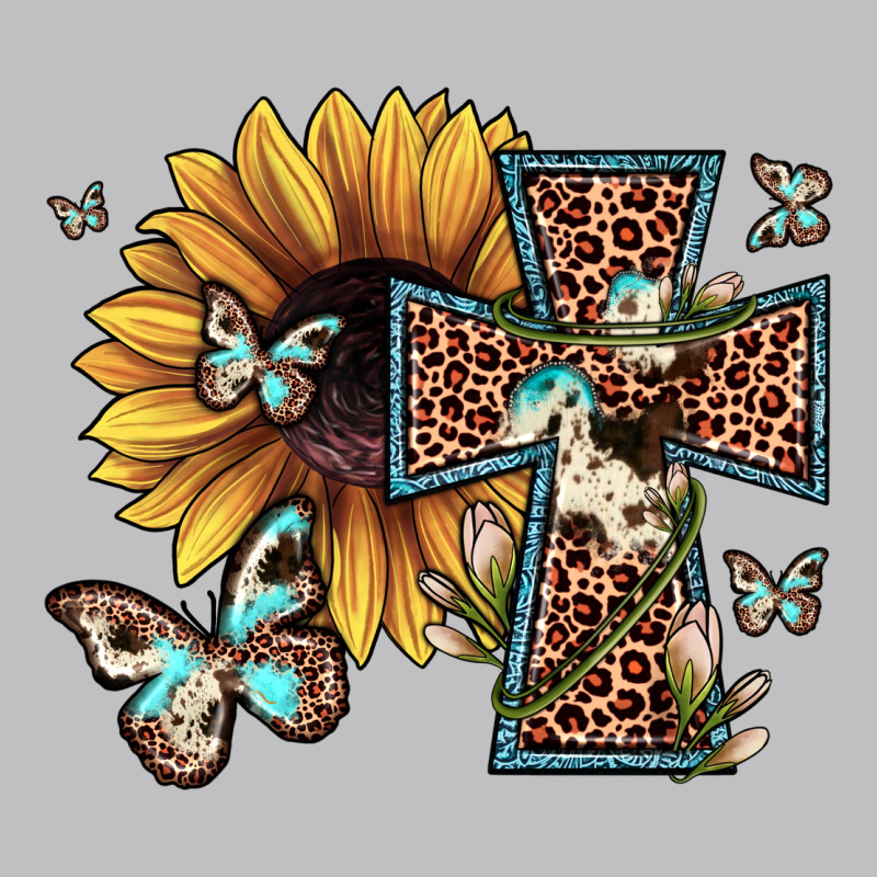 Leopard Cross Sunflower Butterfly Long Sleeve Tee by JahusDesignShop | Teevron