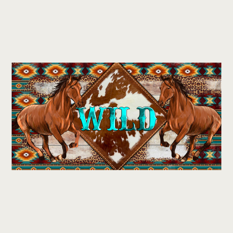Aztec Horses And Wild With Cowhide License Plate Template Zipper Hoodie by Artiststas | Teevron