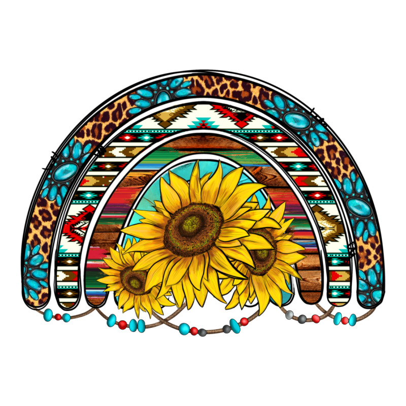 Western Sunflowers Aztec Leopard Serape  Rainbows Premium Hoodie by AdoDesignShop | Teevron