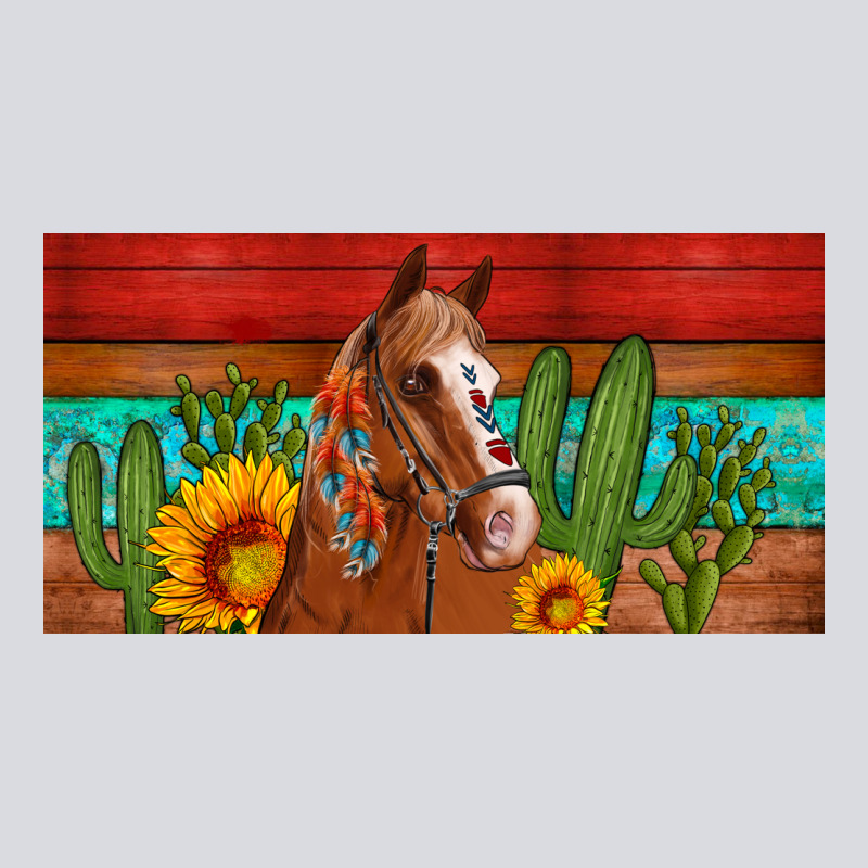 Aztec Horse Cactus And Sunflowers License Plate Template Zipper Hoodie by Artiststas | Teevron