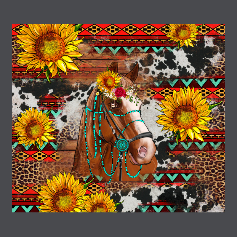 Western Horse With Sunflowers And Aztec Leopard Cowhide Zipper Hoodie by Artiststas | Teevron
