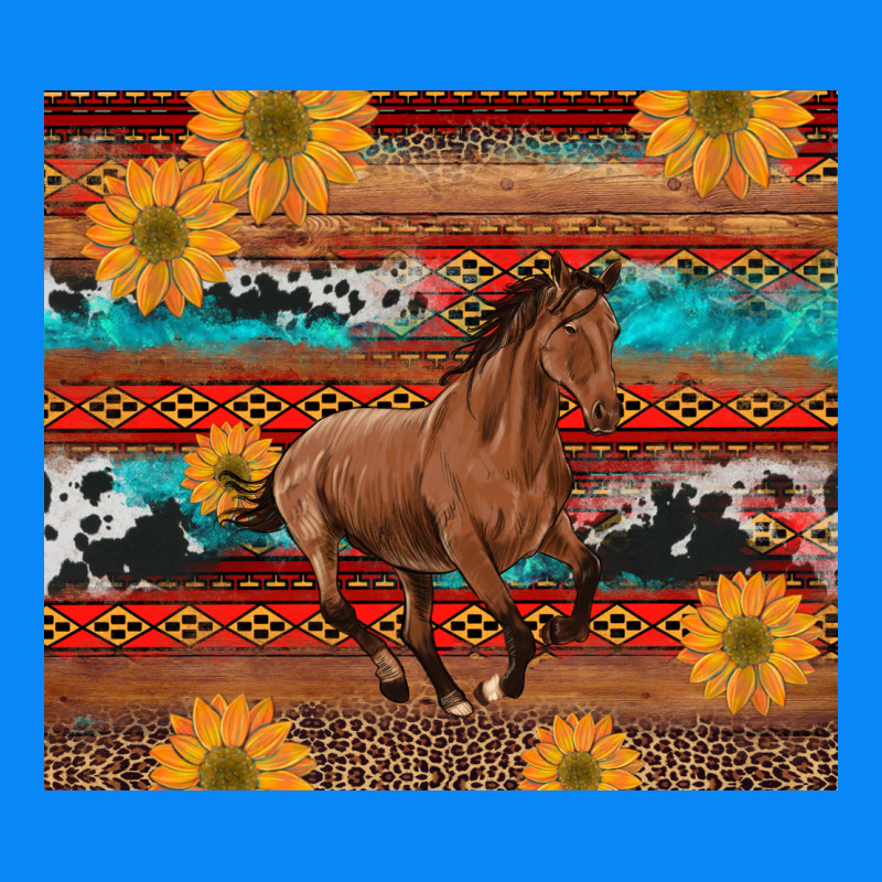 Western Horse And Sunflowers Cowhide Leopard With Aztec Zipper Hoodie by Artiststas | Teevron