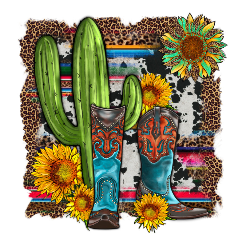 Western Cactus With Cowboy Boots And Sunflowers Zipper Hoodie by Artiststas | Teevron