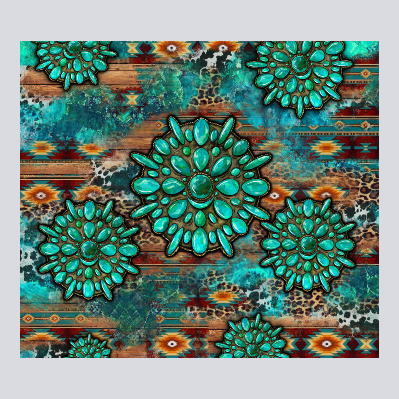 Gemstone Turquoises Aztec Leopard Cowhide Zipper Hoodie by Artiststas | Teevron