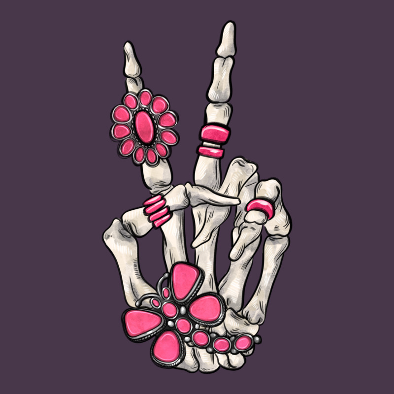 Pink Gemstone Peace Skeleton Hand Heavyweight Hoodie by MaliasSmallBusiness | Teevron