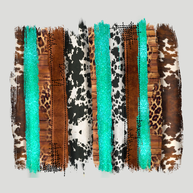 Western Cowhide Wood And Turquoise Glitter Brushstrokes Zipper Hoodie by Artiststas | Teevron