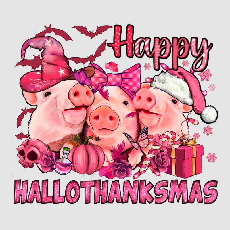 Happy Hallothanksmas Pigs Pink Premium Sweatshirt by NancyCooperArtShop | Teevron