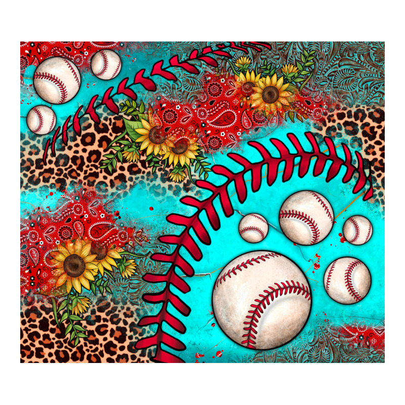 Baseball Leopard Turquoise Sunflower Classic Tee by JahusDesignShop | Teevron