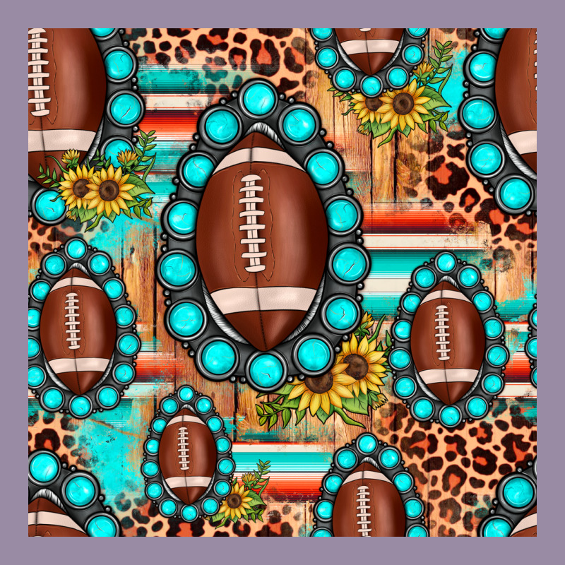 Football Leopard Turquoise Gemstone Sunflower Seamless Pattern Classic Tee by JahusDesignShop | Teevron