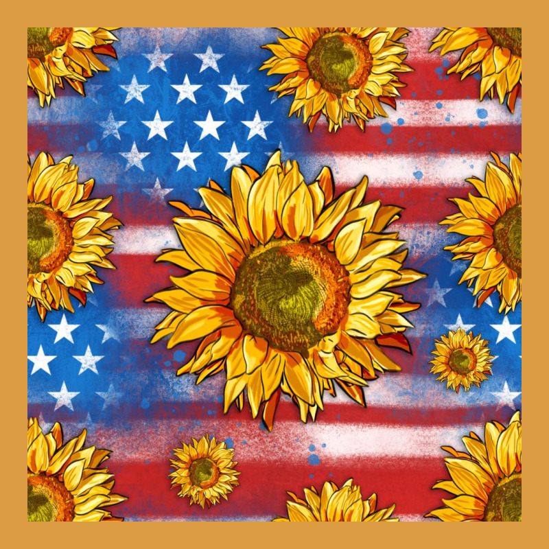 Sunflowers American Flag Seamless Pattern Urban Heavy Tee by HRA Design Shop | Teevron