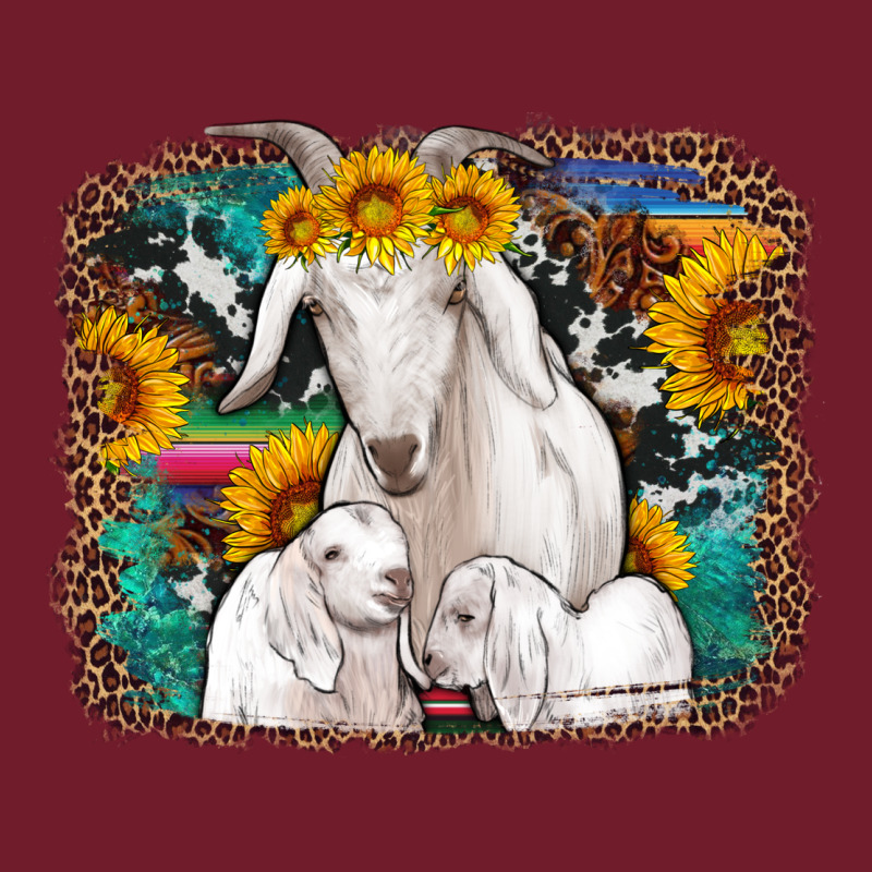 Goat Family With Sunflowers Western Serape Turquoise Background Zipper Hoodie by Artiststas | Teevron