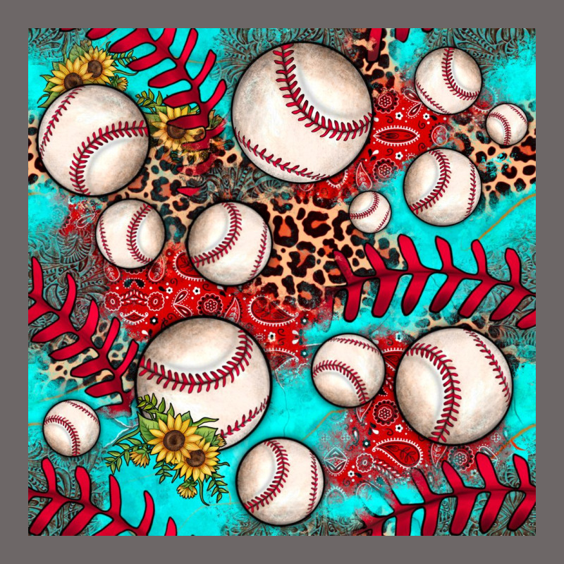 Baseball Leopard Turquoise Sunflower Seamless Pattern Classic Tee by JahusDesignShop | Teevron