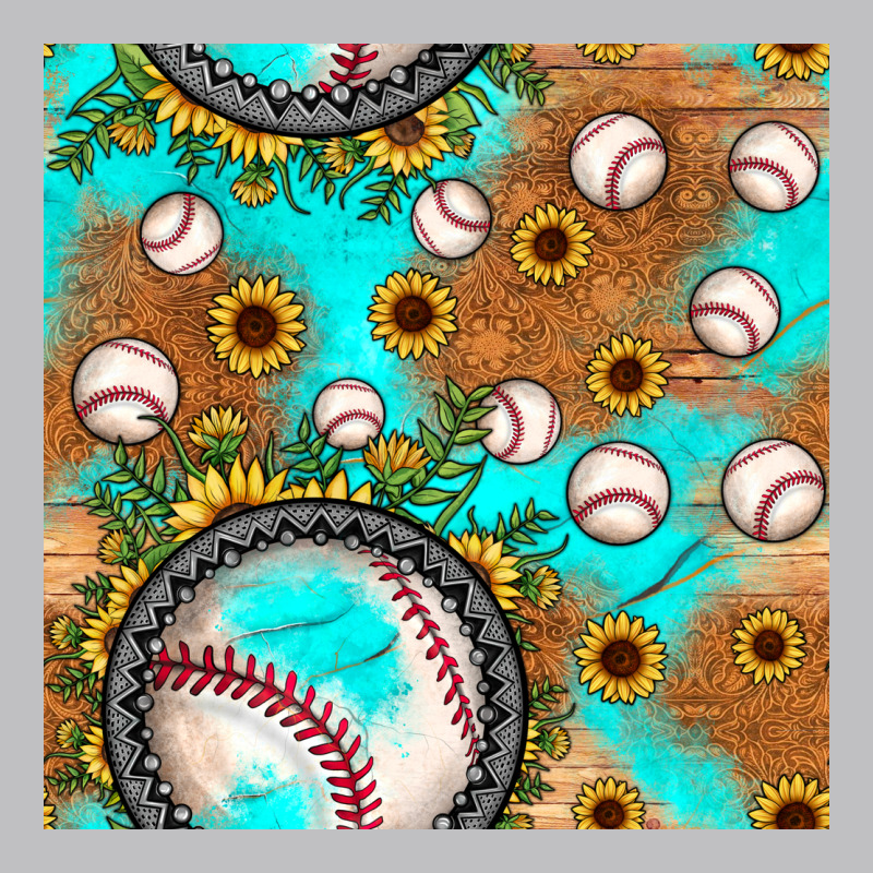 Baseball Turquoise Sunflower Seamless Pattern Classic Tee by JahusDesignShop | Teevron