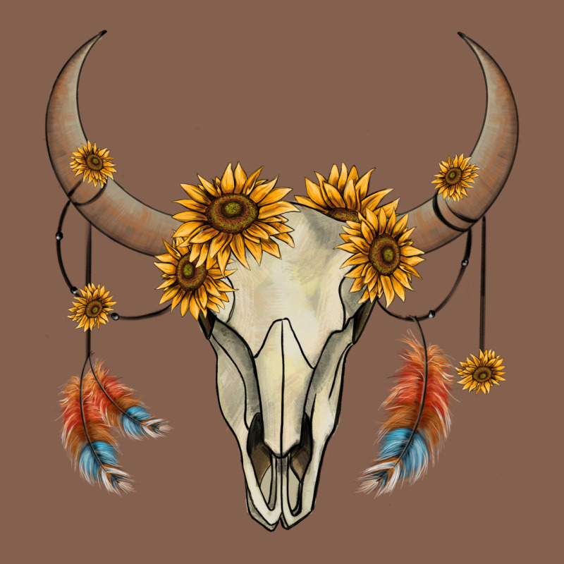 Bull Skull Sunflowers And Feathers Zipper Hoodie by AdoDesignShop | Teevron