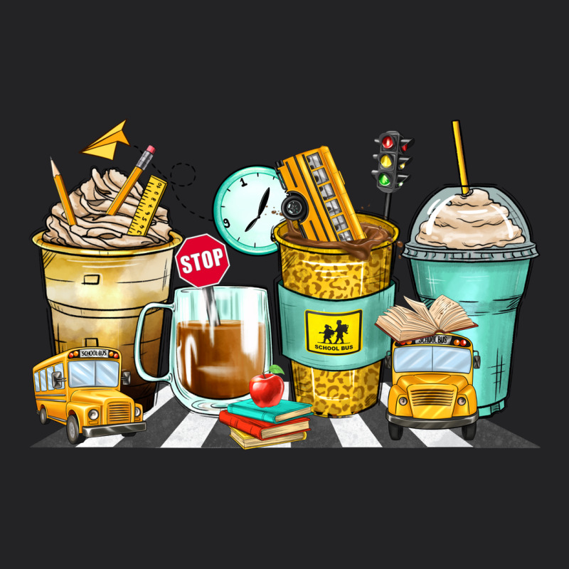 School Bus Coffee Cups Vintage Tee by Zillion Design Studio | Teevron