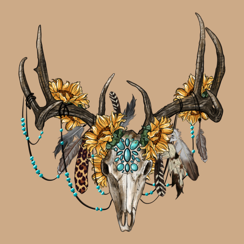 Boho Deer Skull Sunflowers And Gemstone Vintage Hoodie by RanaPortraitStore | Teevron