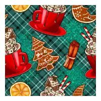christmas hot chocolate and cookie seamless pattern | Teevron