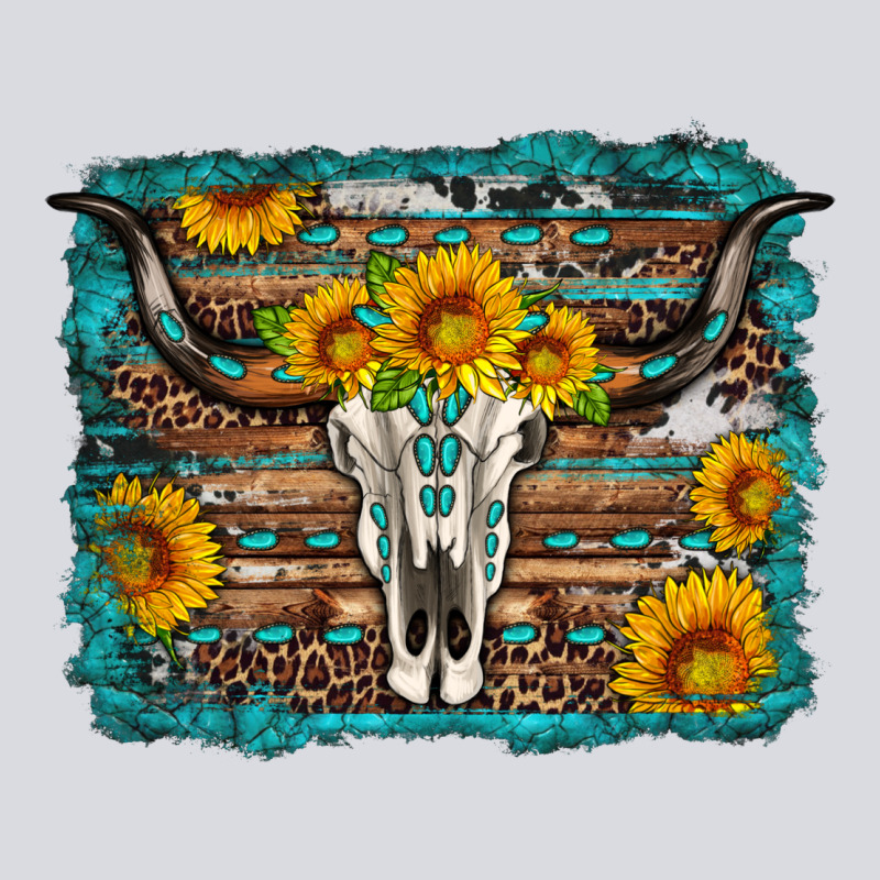 Longhorn Bull Skull Western Turquoise Background Zipper Hoodie by Artiststas | Teevron