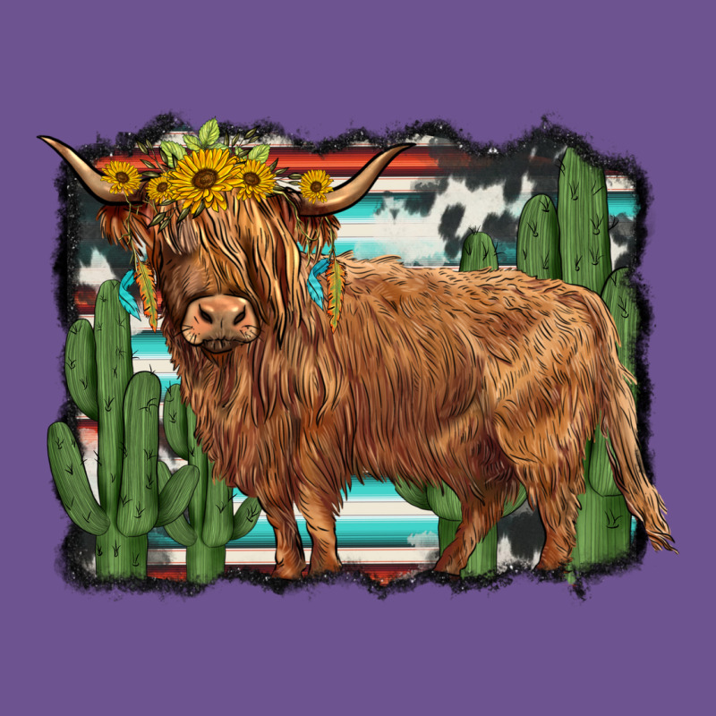 Western Cactus Highland Cow Vintage Tee by BarkalooDesign | Teevron