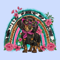 Dachshund Dog Pink  Floral Rainbow Urban Heavy Tee | Teevron
