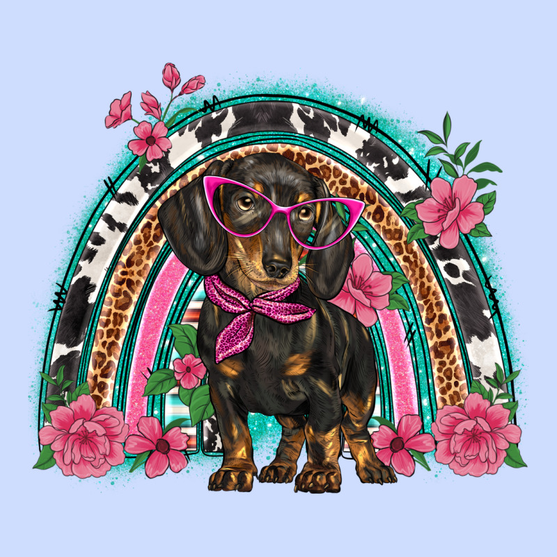 Dachshund Dog Pink  Floral Rainbow Urban Heavy Tee by BarkalooDesign | Teevron