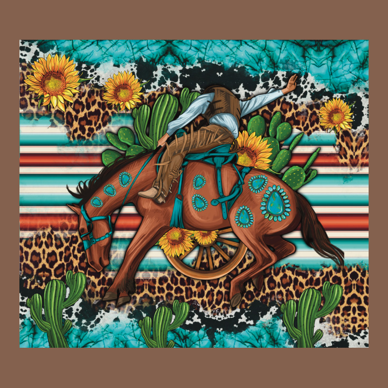 Bucking Bronco Cowboy Rodeo Cactus And Sunflowers Zipper Hoodie by Artiststas | Teevron
