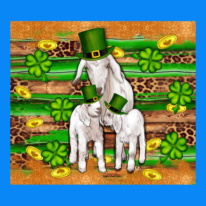 St Patricks Goat Family Shamrock Gold Serape Leopard Glitter Wooden Tu Zipper Hoodie by Artiststas | Teevron