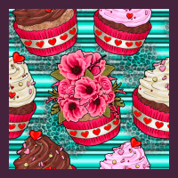 Valentines Day Flower Cupcakes And Serape Seamless Pattern Long Sleeve Tee | Teevron