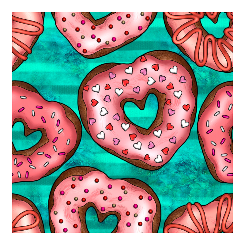 Valentines Day Heart Donuts Seamless Pattern Long Sleeve Tee by BundleAndBundleShop | Teevron