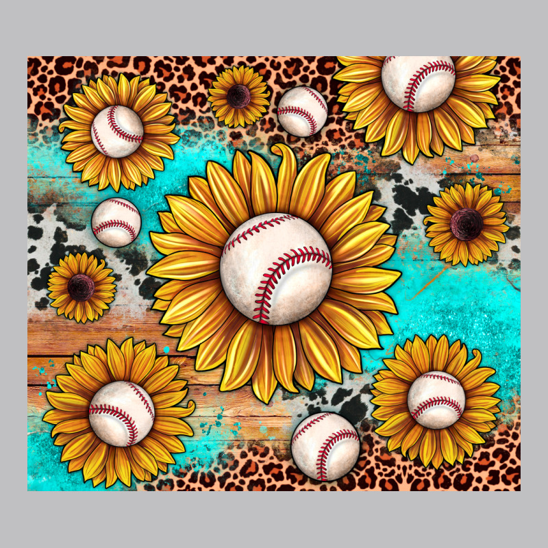 Baseball Leopard Turquoise Sunflower Long Sleeve Tee by JahusDesignShop | Teevron