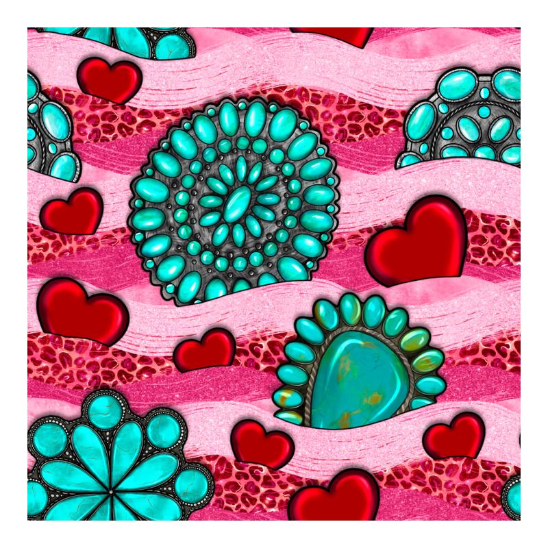 Valentines Day Turquoise Gemstone  And Hearts Long Sleeve Tee by BundleAndBundleShop | Teevron
